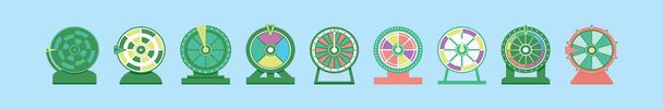 set of spinning wheel cartoon icon design template with various models. modern vector illustration isolated on blue background - Vector, Image
