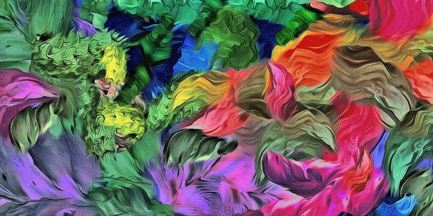 abstrakcyjne kolorowe tło z wielobarwnych pociągnięć pędzla z naklejek kwiatowych - Zdjęcie, obraz