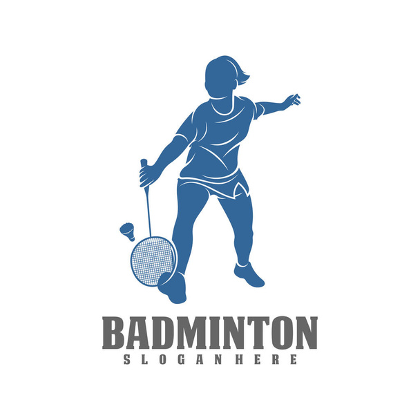 Nowoczesny namiętny Badminton Player In Action Logo, Creative Badminton design concept template, symbol ikony - Wektor, obraz
