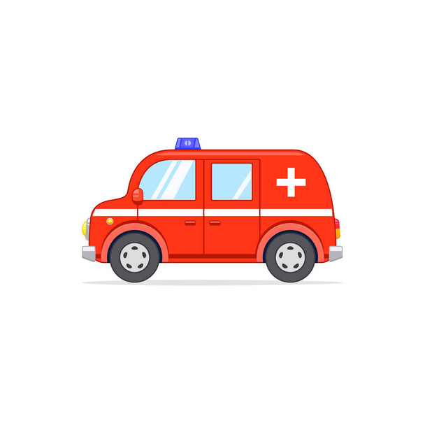 Ambulancia coche ilustración de dibujos animados. Ilustración aislada vectorial. - Vector, Imagen
