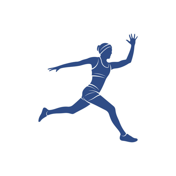 Női futó atlétikai logó design vektor. Ikon szimbólum. Sablon illusztráció. Alkotói tervezés - Vektor, kép