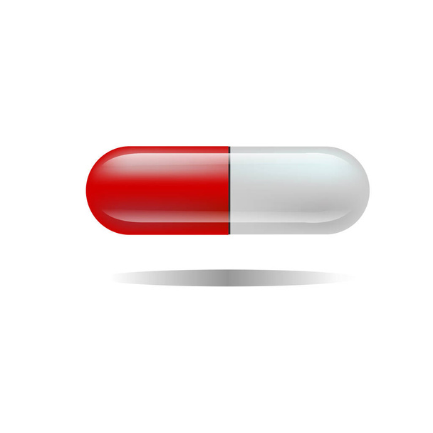 léky a pilulky na bílém pozadí. Tableta tobolky. Lékařské pilulky. Symbol tablety. Vektorová ilustrace - Vektor, obrázek