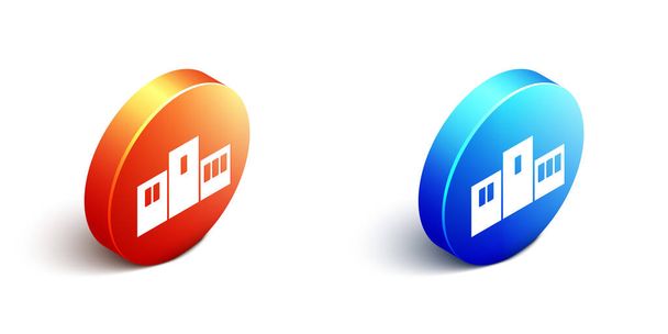 Isometric Award over sports winner podium icon isolated on white background. Orange and blue circle button. Vector. - Vector, Image
