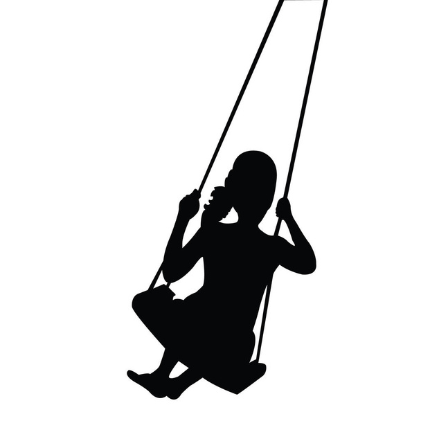 a girl swinging body silhouette vector - Vector, Image