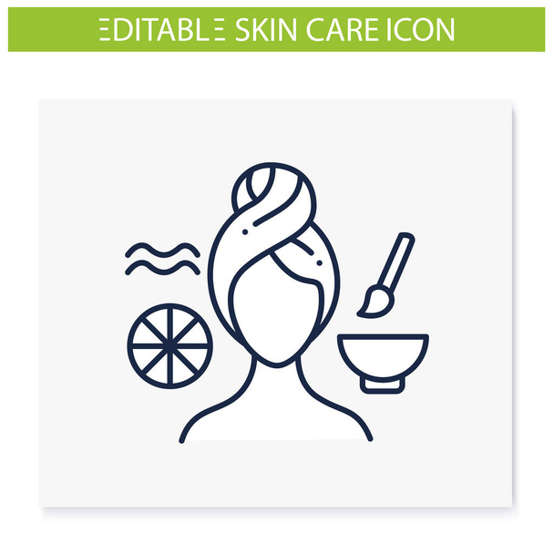 Wrinkle-fighting face mask line icon - Vector, Image