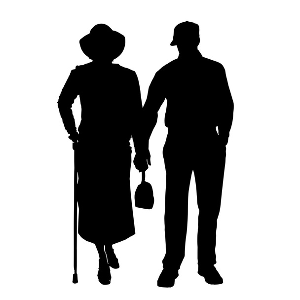Vector silhouette of old people. - Vector, Image