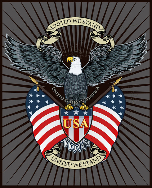 Американский орел с флагами США - Вектор,изображение