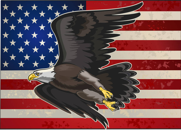 Αμερικάνικος αετός με σημαίες των ΗΠΑ - Διάνυσμα, εικόνα