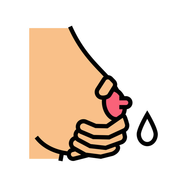 pumpáló tej kézzel színes ikon vektor illusztráció - Vektor, kép