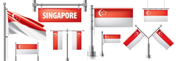 Vector set of the national flag of Singapore in various creative designs - Vector, Image