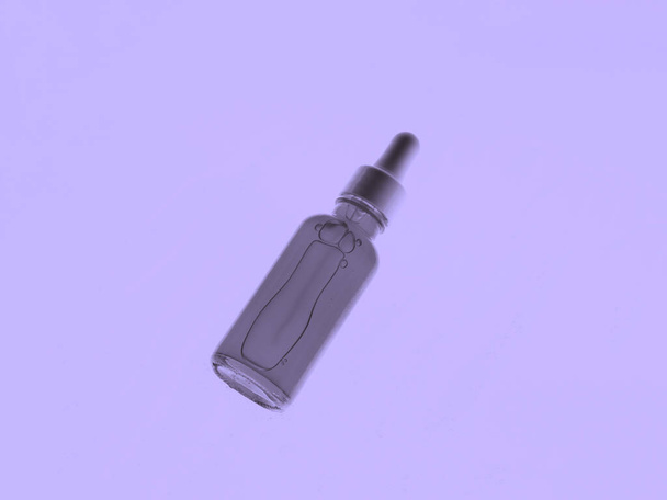 Гіалуронова кислота сироватка загальна пляшка на фіолетовому абстрактному фоні
. - Фото, зображення