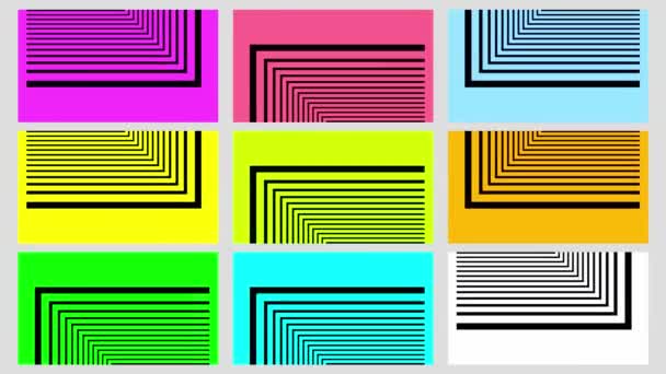 Coloridos azulejos con patrón de línea animada. Movimiento de formas rectangulares aleatorias. - Imágenes, Vídeo