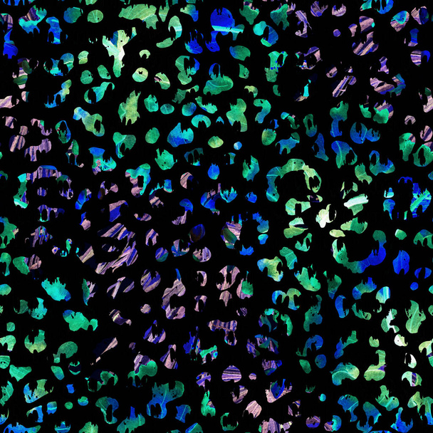 Leopárd zökkenőmentes akvarell minta. Fekete kék egzotikus zökkenőmentes minta. Törzsi macskanyomat. Minimális kézzel rajzolt nyári gepárd háttér. Állati bőr allover tinta kapcsolat. - Fotó, kép