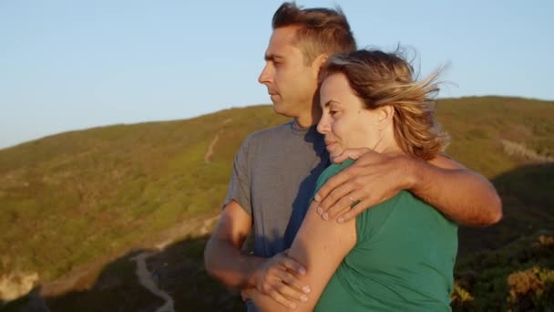 Couple of peaceful tourists in love - Footage, Video
