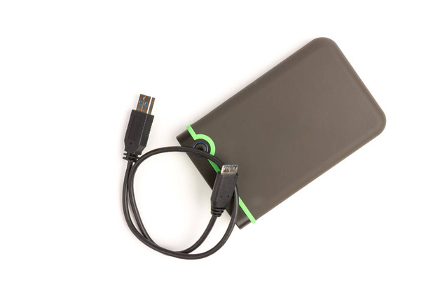 external hard drive for backup on a white background in close-up - Photo, Image
