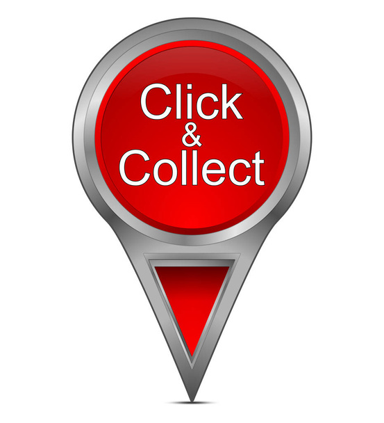 Map pointer with Click and Collect red  3D illustration - Photo, Image