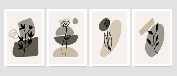 Set of creative minimalist hand drawn illustrations for wall decoration, postcard or brochure cover design. Hand draw vector design elements. Vector EPS10. - Vector, Image
