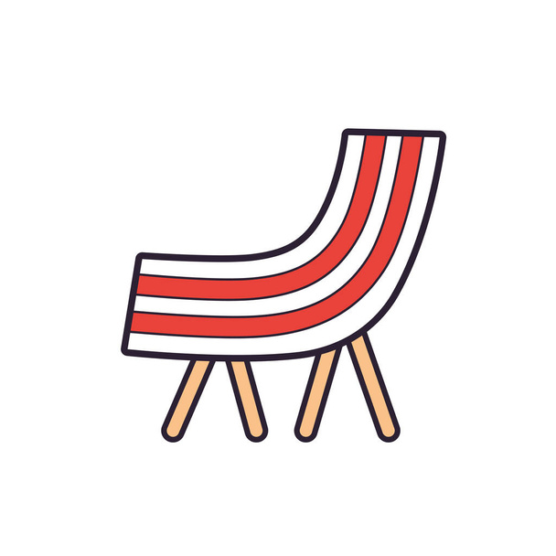 Playa cubierta silla icono de dibujos animados aislado. - Vector, imagen