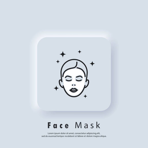 Icono de hoja de máscara facial. Concepto de cuidado de la piel. Logo de piel de belleza. Vector EPS 10. Icono de IU. Neumorphic UI UX botón web de interfaz de usuario blanco. Neumorfismo - Vector, imagen