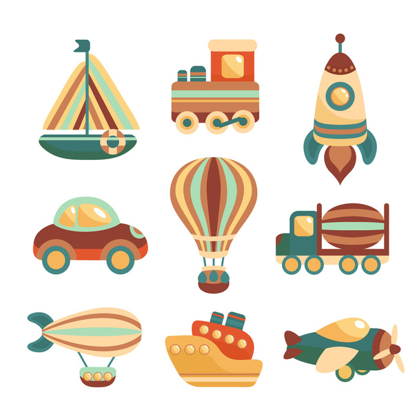 Conjunto de iconos de juguetes de transporte
 - Vector, imagen