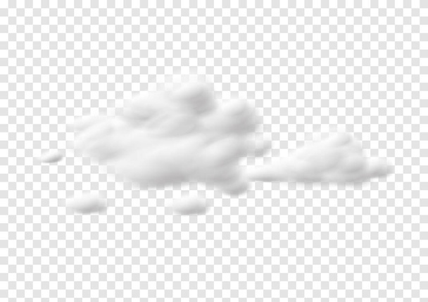 Ρεαλιστικό λευκό σύννεφο φορείς που απομονώνονται σε φόντο διαφάνειας, βαμβάκι ep118 μαλλί - Διάνυσμα, εικόνα