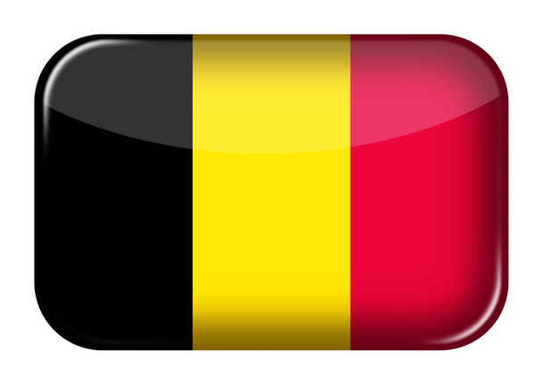 Bélgica ícone web botão retângulo com recorte caminho ilustração 3d - Foto, Imagem