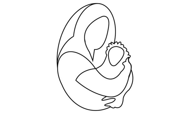 Stylized vector flat artwork of young girl holding a newborn baby - Foto, afbeelding