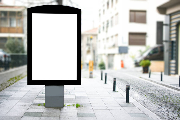 Blank billboard mock up, public information board with copy space on the street, empty banner for your advertising, clear poster in city. - Photo, Image