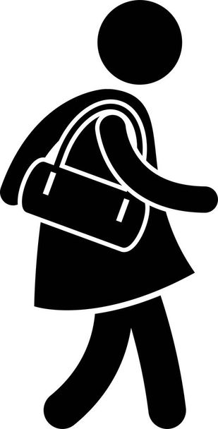 Тип женщины женские сумки кошелек кошелек и багажные палочки Фигурные значки Pictogram - Вектор,изображение