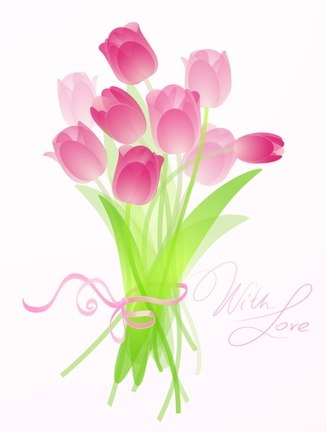 Pink tulip bouquet. - Wektor, obraz