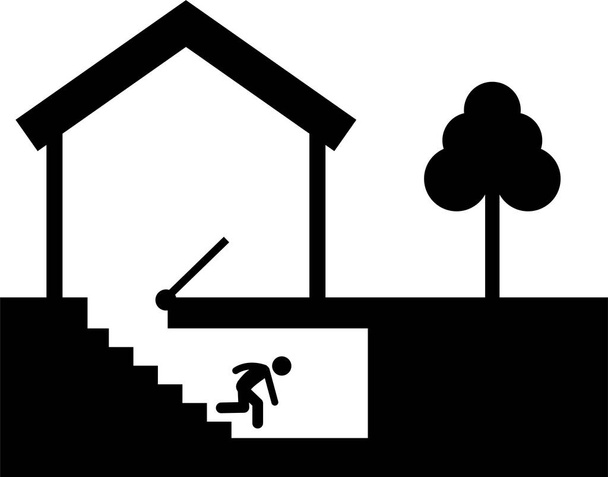 Home Haus Outdoor Struktur Infrastruktur und Befestigungen Strichmännchen Piktogramm Icon Cliparts - Vektor, Bild