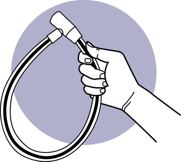 minimalistický vektor ilustrace lidské ruky držící zámek kola - Vektor, obrázek