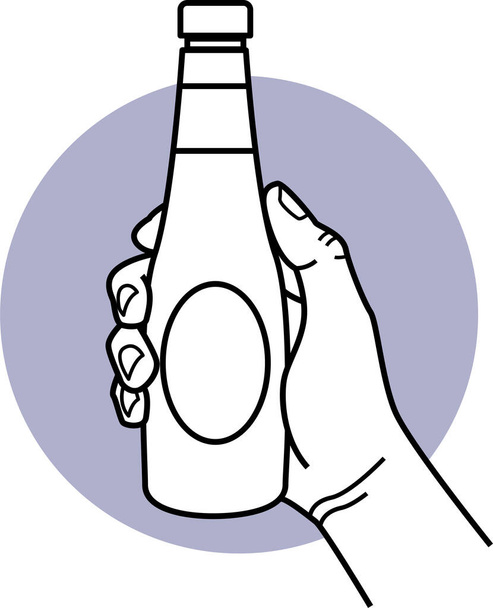 Hand hält eine Flasche, Vektor-Illustration  - Vektor, Bild