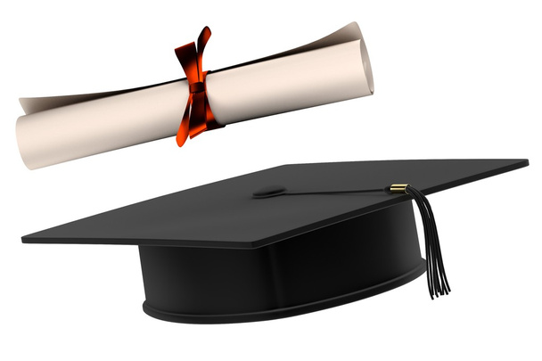 3d render of graduation cap and diploma - Photo, Image