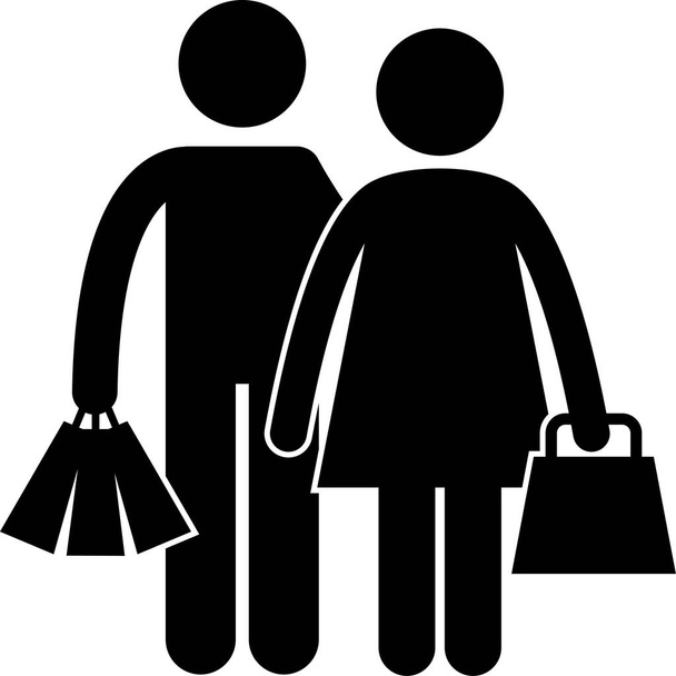 ilustración vectorial minimalista del concepto de persona de compras  - Vector, imagen