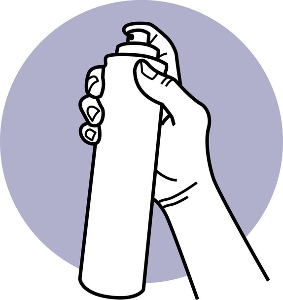 Векторна ілюстрація руки, що тримає розпилювальну кульку
  - Вектор, зображення