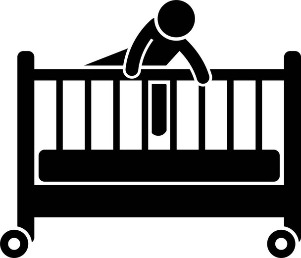 Safety hazard at home for children. Potential risks and dangerous hazard inside house that can cause serious accident, injury, and harm to baby and toddler. Illustration designed in stick figures. - Vector, Image