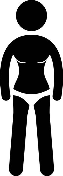 Icône de pictogramme de figure de bâton de chirurgie plastique d'augmentation d'implant d'agrandissement de buste de taille de poitrine de femme - Vecteur, image