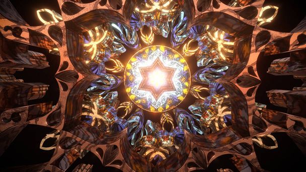 Mandala symetryczne kolorowe tło hipnotyczne etniczne fantasy wielokolorowy kalejdoskop tapety czakra medytacja fraktalny wzór jogi sztuka projektowania dla trans hipnotyczny szamański orientalny rekolekcje - Zdjęcie, obraz