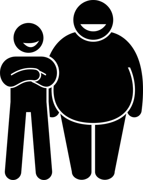 People and Man of Different Body Sizes and Heights Icons. Stick figures pictogram depict average, tall, short, fat, and thin body figures of human. - Vector, Image