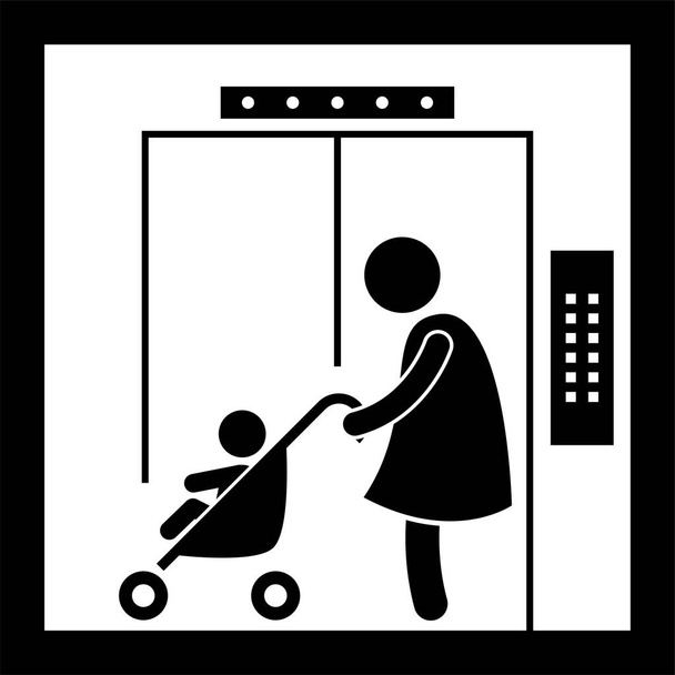 Cose che la gente fa dentro ascensore ascensore Stick figura pittogramma icone (seconda versione) - Vettoriali, immagini