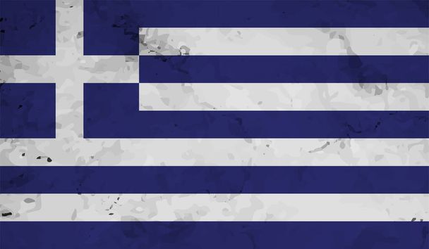Greece flag with waving grunge texture. Vector background. - Vector, Image
