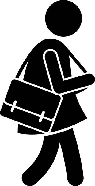Rodzaj żeńskiej torebki Portfel i kij bagażowy Figura Ikony piktogramu - Wektor, obraz