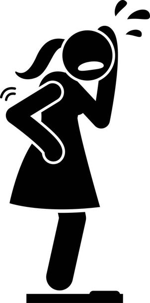 Ícones Menopausa e Perimenopausa. Ilustrações retratam sinais e sintomas de perimenopausa em mulheres, como sangramento vaginal irregular, ondas de calor, vagina seca, alterações de humor, depressão e estresse.
. - Vetor, Imagem