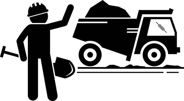 ilustración vectorial minimalista del vehículo de construcción  - Vector, Imagen