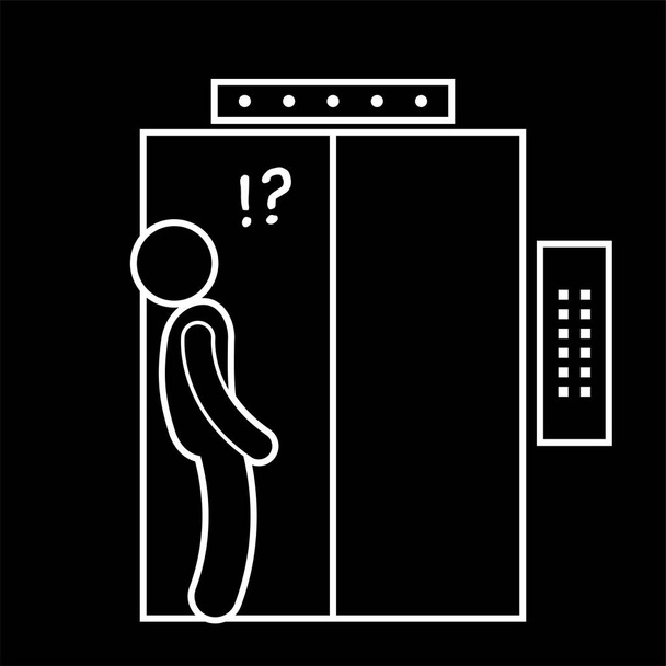 Things that People do inside Elevator Lift Stick Figure Pictogram Icons - Vector, Image