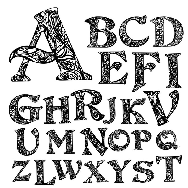 Calligraphic Vintage Handwritten vector Font for Lettering. Trendy Retro Calligraphy Script. izolované na bílém pozadí - Vektor, obrázek