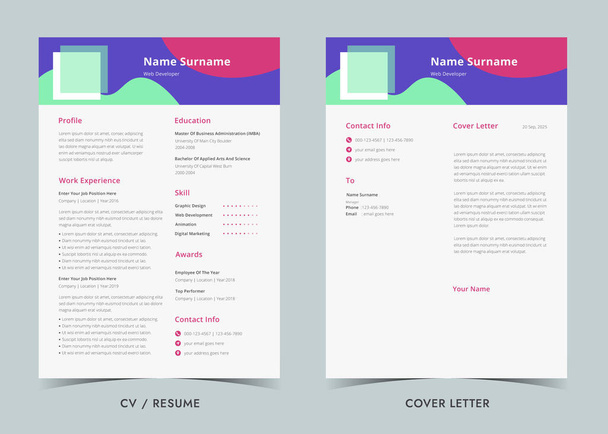 Resume and Cover Letter,Resume template. Cv professional. - Vector, Image