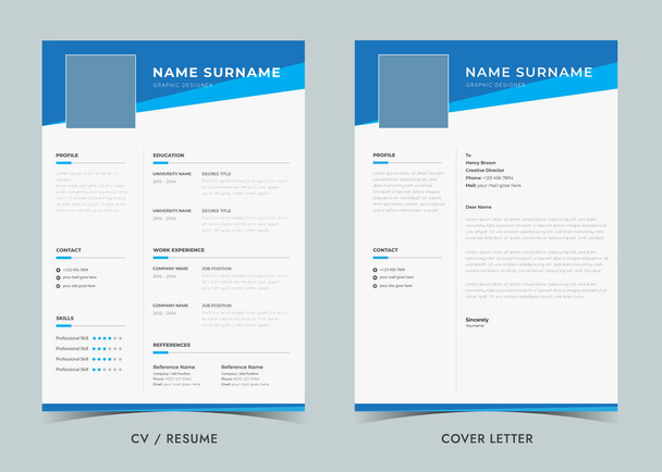 Resume template. Cv professional, Resume and Cover Letter, Minimalist resume cv template. - Vector, Image