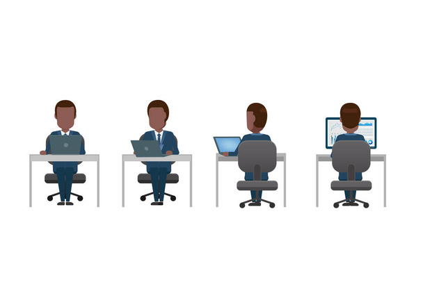 Set of male office workers flat design vector illustration - Vector, Image